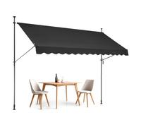 VEVOR Auvent de terrasse rétractable 350 x 120 cm, store banne manuel avec manivelle, hauteur réglable 218-310 cm, abri pare-soleil extérieure de balcon résistant aux UV, pour patio/balcon/cour, noir