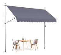 VEVOR Auvent de terrasse rétractable 400 x 120 cm, store banne manuel avec manivelle, hauteur réglable 218-310 cm, abri pare-soleil extérieure de balcon résistant aux UV pour patio, balcon, cour, gris