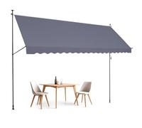 VEVOR Auvent de terrasse rétractable 450 x 120 cm, store banne manuel avec manivelle, hauteur réglable 218-310 cm, abri pare-soleil extérieure de balcon résistant aux UV pour patio, balcon, cour, gris