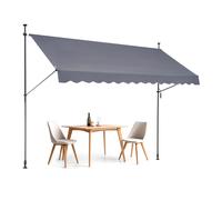 VEVOR Auvent de terrasse rétractable avec manivelle 350 x 120 cm hauteur réglable 218-310 cm gris
