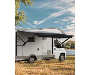 VEVOR Auvent de Voiture Camping-Car Caravane Latéral 611,4 cm, Pare-Soleil Imperméable et Rétractable, en PVC avec Cadre en Alliage d'Aluminium, Réglage Électrique, Voyage, Camping, Noir Dégradé