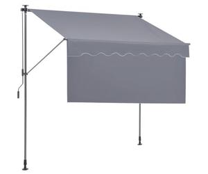 VEVOR Auvent Rétractable 2 x 1,2 m Store Banne Manuel Terrasse Extérieur Hauteur Réglable Résistant au Vent/UV Auvent avec Rideau Pare-soleil 1 m et Manivelle pour Patio, Arrière-cour, Jardin, Balcon