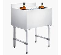 VEVOR Bac à Glace Commercial Capacité 61,6 L, Bac de Stockage à Glaçons avec Couvercle Coulissant et Porte-Bouteilles, pour Restaurant Bar Cocktail Pub, Cuve Isotherme en Acier Inox, 610x482x850 mm