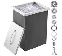 VEVOR Bac à Glace Encastrable 25,3 L 355x305x461 mm Boîte Isotherme pour Glace avec Couvercle en Inox Alimentaire Conservateur à Glaçons pour Boissons Bières Fraîches Cuisine Extérieure Bar Domicile