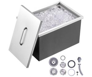 VEVOR Bac à Glace Encastrable 43,5 L 558x430x306 mm Boîte Isotherme pour Glace avec Couvercle en Inox Alimentaire Conservateur à Glaçons pour Boissons Bières Fraîches Cuisine Extérieure Bar Domicile