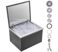 VEVOR Bac à Glace Encastrable 44,24 L 507x407x333 mm, Boîte Isotherme pour Glace en Acier Inoxydable, avec Couvercle à Charnière, Tuyau et Bouchon de Vidange Inclus, pour Boisson Fraîche, Cuisine, Bar
