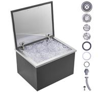 VEVOR Bac à Glace Encastrable 44,24 L 507x407x333 mm, Boîte Isotherme pour Glace en Acier Inoxydable, avec Couvercle à Charnière, Tuyau et Bouchon de Vidange Inclus, pour Boisson Fraîche, Cuisine, Bar