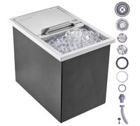 VEVOR Bac à Glace Encastrable 26,7 L 456x304x371 mm Boîte Isotherme pour Glace avec Couvercle en Inox Alimentaire Conservateur à Glaçons pour Boissons Bières Fraîches Cuisine Extérieure Bar Domicile