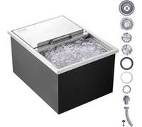 VEVOR Bac à Glace Encastrable En Inox Installation Intégrée 55,23L 608x457x333mm Argent et noir