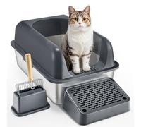 VEVOR Bac à Litière pour Chat 152,4mm sans Odeur Repose-pied Filtrant Gris Foncé