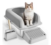 VEVOR Bac à Litière pour Chat 152,4mm sans Odeur Repose-pied Filtrant Gris Clair
