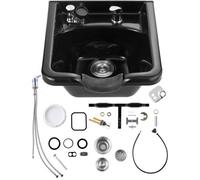 VEVOR Bac à Shampoing Plastique ABS, Lavabo Lave Cheveux Facile à Installer, Bol à Shampoing de Salon, Évier à Shampoing pour Coiffeurs, Centre de Spa, Salon de Coiffure, Salon de Beauté, Maison, Noir