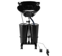 VEVOR Bac à Shampoing Portable, Lavabo Lave Cheveux Hauteur et Angle Réglables, avec Pompe, Tuyau de Vidange, 2 Seaux, 2 Pommes de Douche, Évier pour Laver Cheveux, Salon de Coiffure de Beauté, Noir