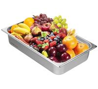 VEVOR Bac Gastronorme GN 1/1 13,9 L, Récipient Inox pour Bain-marie 0,8 mm d'Épaisseur, Bac Inox Alimentaire 10,7 cm Profondeur, pour Fours à Convection, Réfrigérateurs, Stockage, Restauration