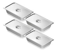 VEVOR Bac Gastronorme GN 1/1 Lot de 4, Récipient Inox pour Bain-marie 0,8 mm d'Épaisseur, Bac Inox Alimentaire avec Couvercle 10,7 cm de Profondeur, pour Chauffe-plats, Stockage, Restauration