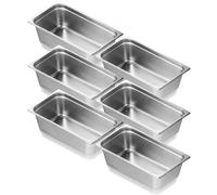 VEVOR Bac Gastronorme GN 1/1 Lot de 6, Récipient Inox pour Bain-marie 0,8 mm d'Épaisseur, Bac Inox Alimentaire 15 cm Profondeur, pour Fours à Convection, Réfrigérateurs, Stockage, Restauration