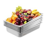 VEVOR Bac Gastronorme GN 1/1 Lot de 6, Récipient Inox pour Bain-marie 0,8 mm d'Épaisseur, Bac Inox Alimentaire 10,7 cm Profondeur, pour Fours à Convection, Réfrigérateurs, Stockage, Restauration