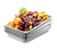 VEVOR Bac Gastronorme GN 1/1 Lot de 6, Récipient Inox pour Bain-marie 0,8 mm d'Épaisseur, Bac Inox Alimentaire 6,7 cm Profondeur, pour Fours à Convection, Réfrigérateurs, Stockage, Restauration
