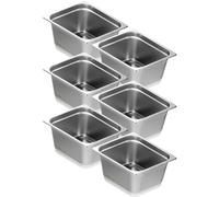 VEVOR Bac Gastronorme GN 1/2 Lot de 6, Récipient Inox pour Bain-marie 0,8 mm d'Épaisseur, Bac Inox Alimentaire 14,8 cm Profondeur, pour Fours à Convection, Réfrigérateurs, Stockage, Restauration