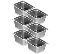 VEVOR Bac Gastronorme GN 1/2 Lot de 6, Récipient Inox pour Bain-marie 0,8 mm d'Épaisseur, Bac Inox Alimentaire 14,8 cm Profondeur, pour Fours à Convection, Réfrigérateurs, Stockage, Restauration