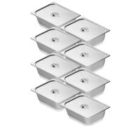 VEVOR Bac Gastronorme GN 1/2 Lot de 8, Récipient Inox pour Bain-marie 0,8 mm d'Épaisseur, Bac Inox Alimentaire avec Couvercle 10,2 cm de Profondeur, pour Chauffe-plats, Réfrigérateurs, Restauration