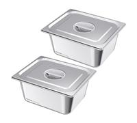 VEVOR Bac Gastronorme GN 1/2, Récipient de Restauration en Acier Inoxydable 2PCs 9 L, Bac Inox Alimentaire Profondeur 14,9 cm, Anti-adhérent et Antirouille, pour Bain-marie Buffet Chauffe-plats Hôtel