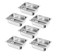 VEVOR Bac Gastronorme GN 1/2, Récipient de Restauration en Acier Inoxydable 6PCs 6 L, Bac Inox Alimentaire Profondeur 9,9 cm, Anti-adhérent et Antirouille, pour Bain-marie Buffet Chauffe-plats Hôtel