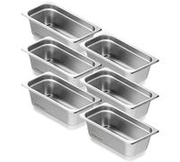 VEVOR Bac Gastronorme GN 1/3 Lot de 6, Récipient Inox pour Bain-marie 0,8 mm d'Épaisseur, Bac Inox Alimentaire 10 cm Profondeur, pour Fours à Convection, Réfrigérateurs, Stockage, Restauration