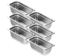 VEVOR Bac Gastronorme GN 1/3 Lot de 6, Récipient Inox pour Bain-marie 0,8 mm d'Épaisseur, Bac Inox Alimentaire 10 cm Profondeur, pour Fours à Convection, Réfrigérateurs, Stockage, Restauration