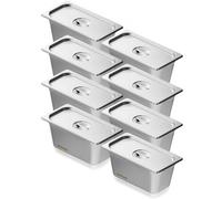 Bac Gastronorme Gn 1/3 Lot De 8-Vevor-Récipient Inox Pour Bain-Marie 0,8 Mm D'épaisseur-Pour Chauffe-Plats, Réfrigérateur