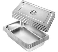 Vevor Bac Inox Alimentaire Lot De 4 Plats À Four En Acier Inoxydable 13l Épaisseur 0,8mm Bac Poli Rectangulaire Effet Miroir Aliment