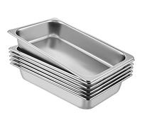 VEVOR Bac Inox Alimentaire Lot de 6 Plats à Four en Acier Inoxydable 13L Épaisseur 0,8mm Bac Poli Rectangulaire Effet Miroir Aliments Chauds et Froids pour Cuisine de Restaurant Gril Gâteaux Tartes