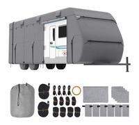 VEVOR Bâche de protection camping-car, 7,3-8,2 m, housse caravane non tissée 4 couches, classe A résistant à l'eau, au vent et indéchirable, avec sac de rangement, rustines de réparation, sangles