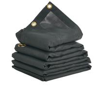 VEVOR Bâche en maille pour camion à benne basculante 2,1x6,7 m revêtement PVC noir avec double poche œillets en laiton sangle renforcée double couture pour camion à benne basculante manuel, électrique