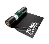 VEVOR Bâche en plastique très résistante, 0,25 mm épaisseur, rouleau de bâche en polyéthylène épais, 1,52 x 30,48 m, bâche protection peinture, pour pare-vapeur de vide sanitaire, multi-usages, noir