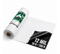VEVOR Bâche en Polyéthylène 3,05x30,48 m, 0,3 mm, Double Face Noir et Blanc | pour Travaux de Peinture, Vide Sanitaire, Désherbage et Jardin, Film Plastique Épais en Rouleau, Résistant aux Déchirures