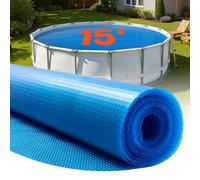 VEVOR Bâche Solaire Piscine Ronde 4,57 m Couverture Solaire Piscine Bâche à Bulles 0,3 mm en Polyéthylène PE Absorption de Chaleur Jour et Rétention Chaleur Nuit pour Piscines Hors Sol Creusées, Bleu