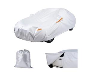 VEVOR Bâche Voiture pour Berlines Européennes Taille Moyenne, Housse de Protection Auto Complète, Couverture Imperméable Toutes Saisons, Protection contre Soleil Pluie Vent Poussière Neige, Argentée