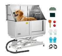 VEVOR Baignoire de Chien Acier Inoxydable, Baignoire de Toilettage Électrique pour Animaux de Compagnie 127 cm Station de Lavage Chat, avec Panneau Filtre Eau, Robinet, Pommeau de Douche, Porte Droite