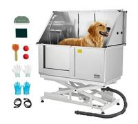 VEVOR Baignoire de Chien Acier Inoxydable, Baignoire de Toilettage Électrique pour Animaux de Compagnie 127 cm Station de Lavage Chat, avec Panneau Filtre Eau, Robinet, Pommeau de Douche, Porte Gauche