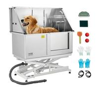 VEVOR Baignoire de Chien Acier Inoxydable, Baignoire de Toilettage Électrique pour Animaux de Compagnie 127 cm Station de Lavage Chat, avec Panneau Filtre Eau, Robinet, Pommeau de Douche, Porte Droite