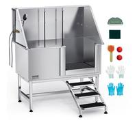 VEVOR Baignoire Chien Animaux Compagnie Acier Inox 127 cm Filtre Escalier Droit