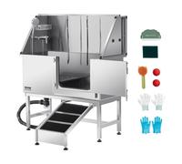 VEVOR Baignoire de Chien Animaux Compagnie Acier Inox 127 cm Filtre Rampe Droite