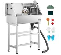 VEVOR Baignoire de Chien Acier Inoxydable, Baignoire de Toilettage pour Animaux de Compagnie 87 cm Station de Lavage Chat, avec Robinet, Pommeau de Douche, Porte-Savon, pour Plusieurs Types d'animaux