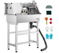 VEVOR Baignoire de Chien Acier Inoxydable, Baignoire de Toilettage pour Animaux de Compagnie 87 cm Station de Lavage Chat, avec Robinet, Pommeau de Douche, Porte-Savon, pour Plusieurs Types d'animaux