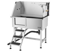 VEVOR Baignoire de Chien Animaux Compagnie Acier Inox 96 cm avec Escalier Gauche