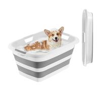 VEVOR Baignoire Pliable pour Animaux de Compagnie 34 L, Baignoire Portable pour Petits Chiens et Chats, Bassin de Toilettage en PP et TPR, Design Compact, pour Intérieur et Extérieur, Gris et Blanc