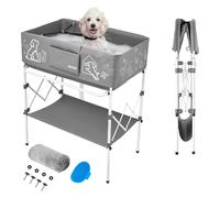 VEVOR Baignoire Surélevée pour Chien Pliable, Station de Lavage Portable pour Animaux de Compagnie, Baignoire de Toilettage avec Tuyau de Drainage Intégré, pour Petits et Moyens Chiens et Chats, Gris