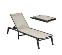 VEVOR Bain de Soleil, Capacité de Charge 181,44 kg, Chaise Longue Jardin Pliable Inclinable en Aluminium Robuste, avec 5 Positions Réglables, pour Extérieur, Piscine, Plage, Terrasse, Patio, Pelouse