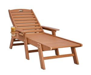 VEVOR Bain de Soleil, Capacité de Charge 181 kg, Chaise Longue Jardin PEHD, avec Dossier Réglable sur 6 Positions, Accoudoir, Porte-gobelet, pour Extérieur, Piscine, Terrasse, Patio, Pelouse, Marron